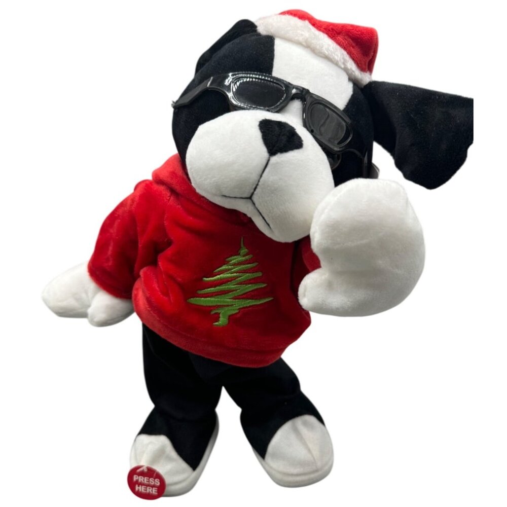 Merry Bright Singing & Dancing Bulldog Christmas Plush Toy 14" Tall READ